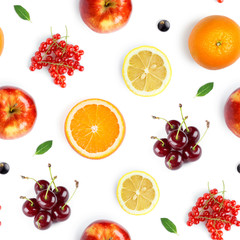 Fruits seamless pattern. Food background