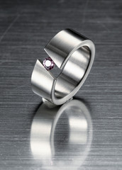 Ring shot in stainless steel brushed background