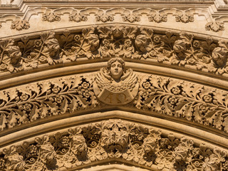 Zagreb, Croatia – March 2017. relief angels from the facade of the cathedral