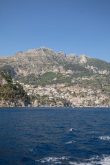 Obraz premium Positano seen from the sea on Amalfi Coast in the region Campania, Italy