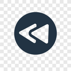 Rewind vector icon isolated on transparent background, Rewind transparency logo design