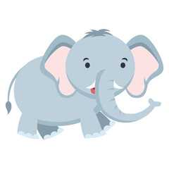 Cartoon of cute elephant with long trunk