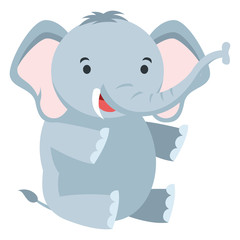 A cute elephant sit isolated in white background