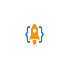 Fast code logo, rocket code logo vector design template
