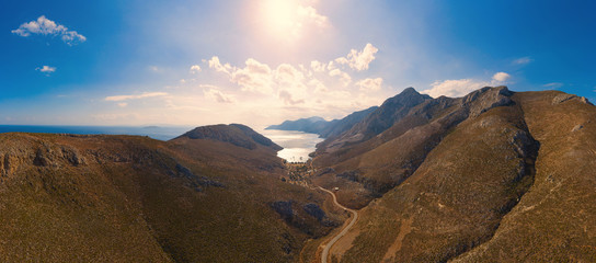View of road leading to Palionnisou beach, Kalymnos island, Greece