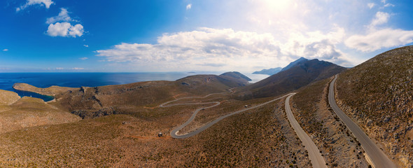 View of road near beach Palionnisou, Kalymnos island, Greece
