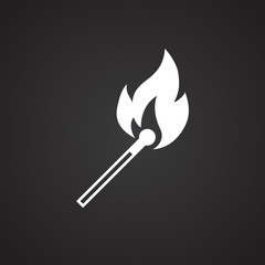 Fire sign on black background icon