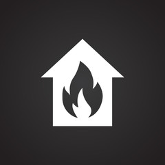 Home fire alarm on black background icon