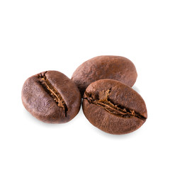 Fresh roasted coffee beans isolated on white background