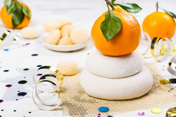 Traditional japanese kagami mochi