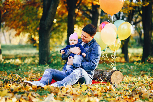 Beautiful family in a park