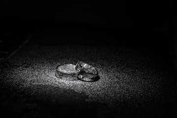 Gift wedding background with black white rings.