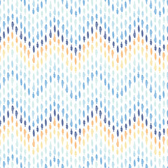 Colorful Hand-Drawn Chevron Vector SEamless Pattern. Abstract Stylized water ripples. Summer Pool Background.