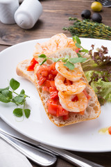 Bruschetta sandwich served on a plate