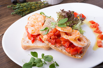 Bruschetta sandwich served on a plate
