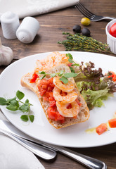 Bruschetta sandwich served on a plate