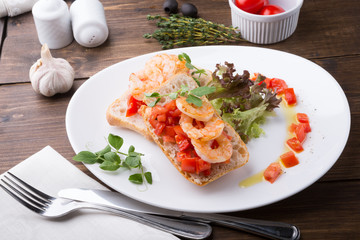 Bruschetta sandwich served on a plate