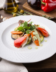 Grilled vegetables and herbs served for lunch
