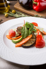 Grilled vegetables and herbs served for lunch