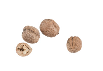 Walnuts on a white