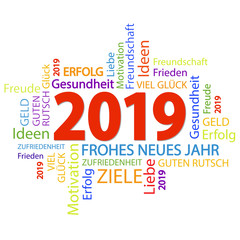Obraz premium word cloud with new year 2019 greetings