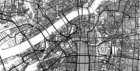 Urban vector city map of Osaka, Japan