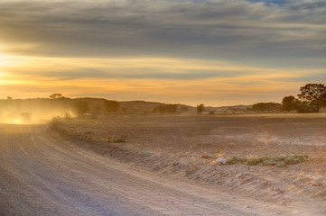 Fototapeta na wymiar KGALAGADI Trans-frontier Park. Dawn views of the Kalahari desert landscape, South Africa