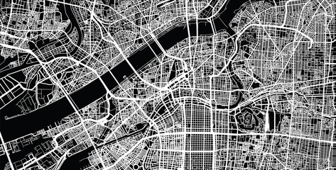 Obraz premium Mapa miasta miejskiego wektor Osaka, Japonia