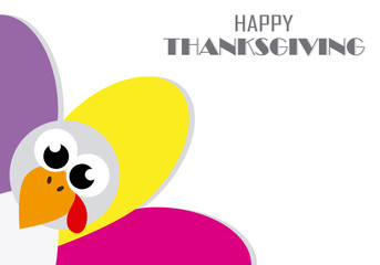 Thanksgiving day card. abstract and colorful turkey