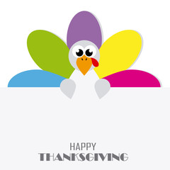 Thanksgiving day card. abstract and colorful turkey