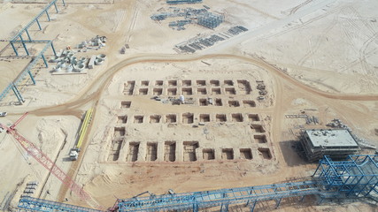 Excavation scene from aerial view of construction project