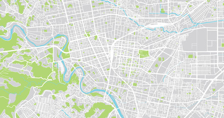 Urban vector city map of Sendai, Japan