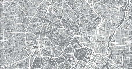 Urban vector city map of Tokyo, Japan