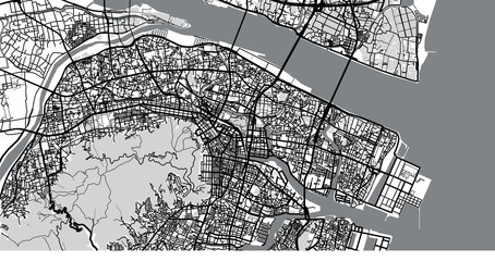 Urban vector city map of Tokushima, Japan