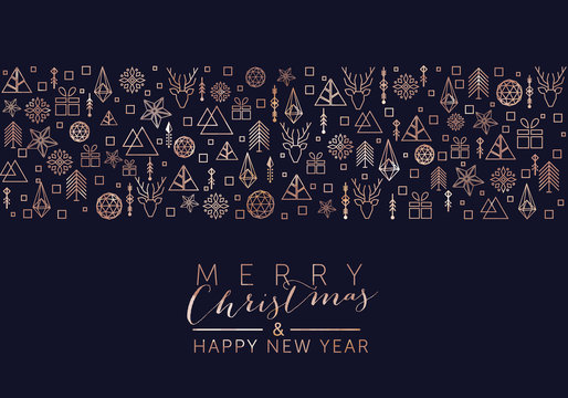 Christmas and New Year background with geometric elements