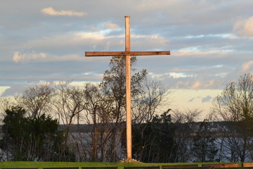 cross morning sunrise clouds storm easter 