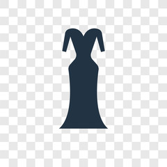 Female long black dress vector icon isolated on transparent background, Female long black dress transparency logo design