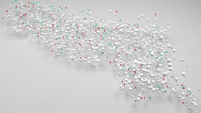 Region of Emilia Romagna -Italy | 3d Rendering, mosaic of little bricks - White and flag colors. A number of 4593 little boxes are accurately inserted into the mosaic. Flag colors