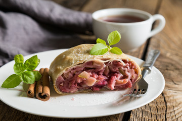 Apple and cherry strudel