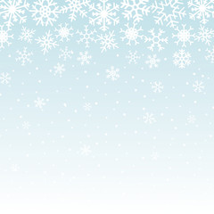 Naklejka na ściany i meble Winter background with various snowflakes. Vector graphic pattern.