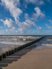 The surf of Baltic Sea in Poland