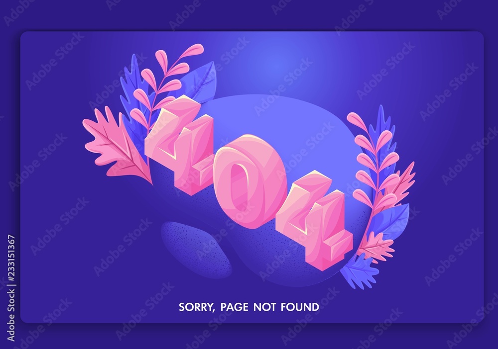 Poster isometric landing page template of 404 error concept. modern design of web page design for website a
