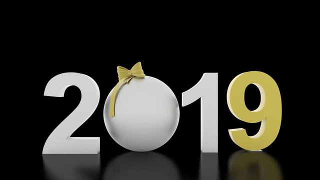 Animazione illustrazione 3D. Capodanno 2019. Nella decorazione Natalizia il numero nove sostituisce l'otto..