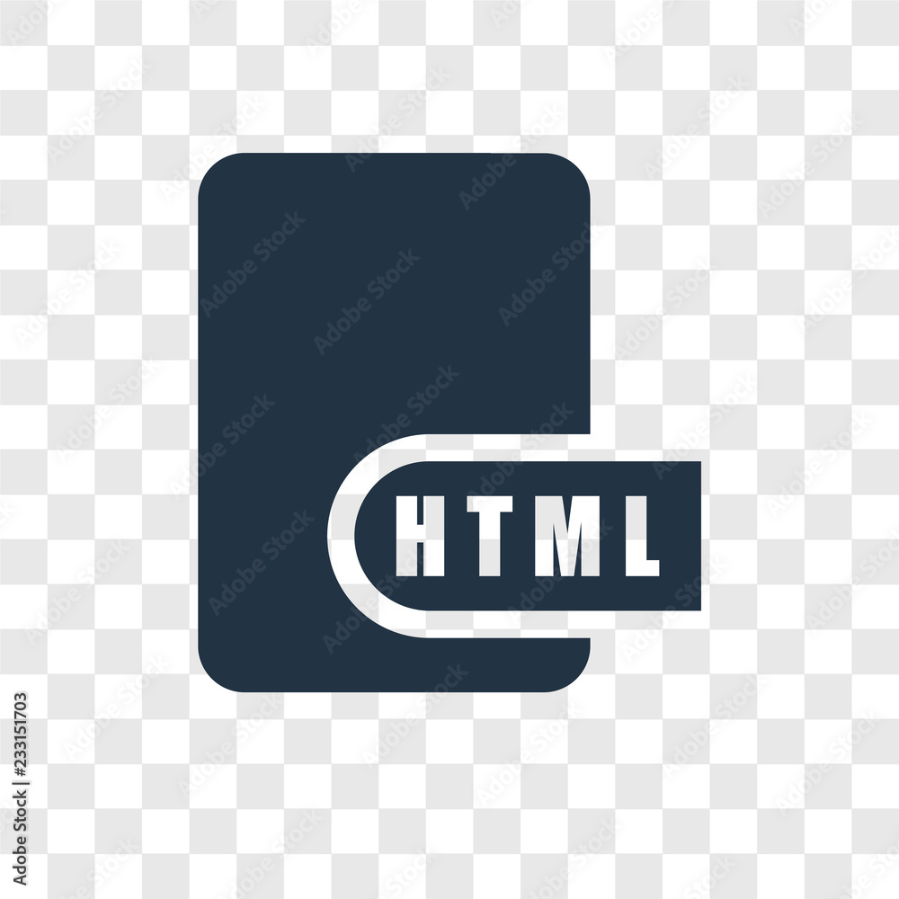 Poster html vector icon isolated on transparent background, html transparency logo design