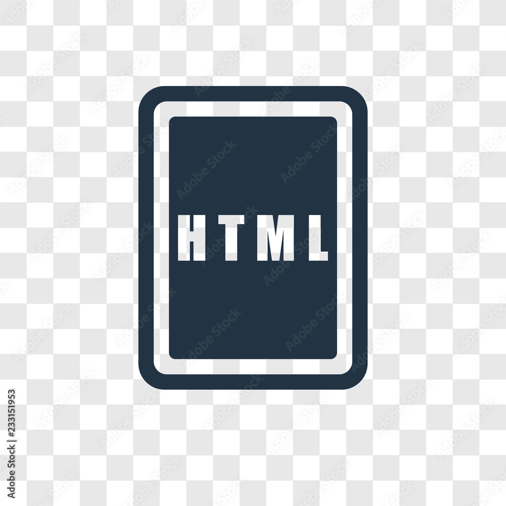 Poster html vector icon isolated on transparent background, html transparency logo design
