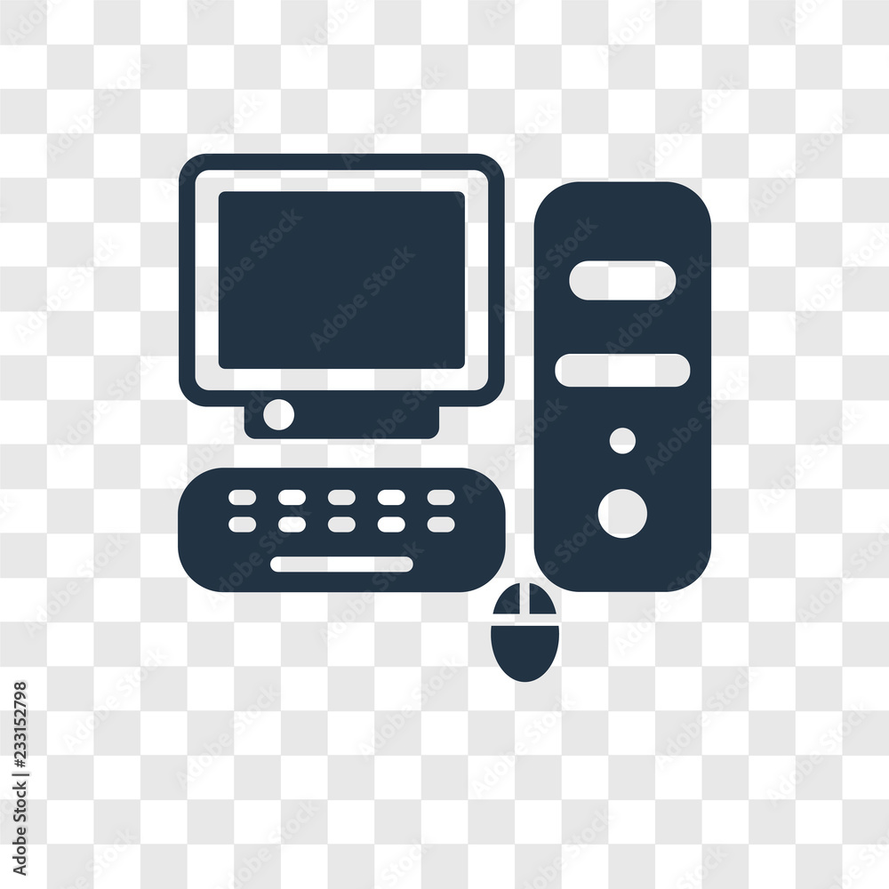 Poster computer vector icon isolated on transparent background, computer transparency logo design