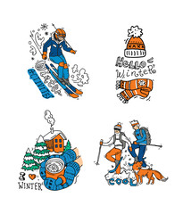 Beautiful hand drawn vector illustration winter sport.