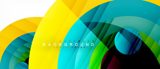 Glossy colorful circles abstract background, modern geometric design