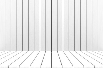 3d rendering. empty clean white wood wall and floor background.