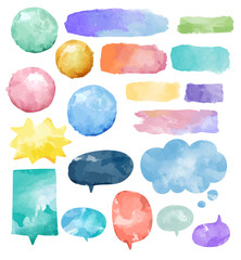 Obraz premium Set of colorful watercolor speech bubbles vector